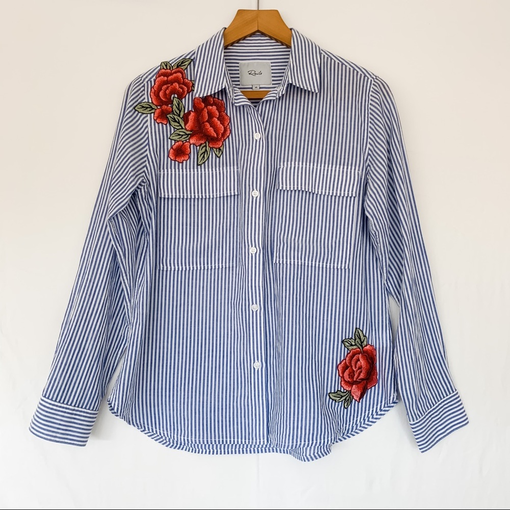 Rails rose embroidered long sleep button down.